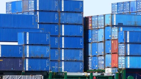Containers on a container ship 4k intro ... | Stock Video | Pond5