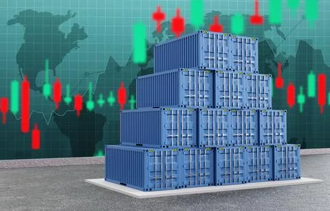 Containers freight ship for import export business Stock Illustration