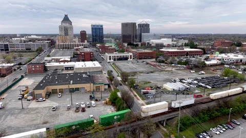 Containers on Freight Train Greensboro NC Stock Footage 332792903