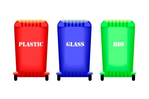 Containers for garbage. Waste separation. Taking care of the environment. Illustrazione stock