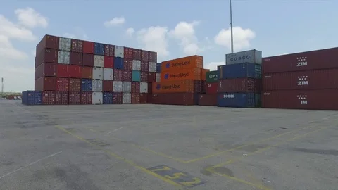 Containers in the harbor 1 Stock Footage 118592850