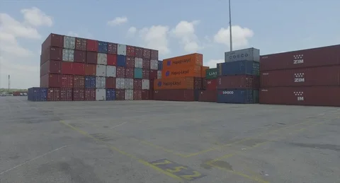 Containers in the harbor 1 Stock Footage 118771562