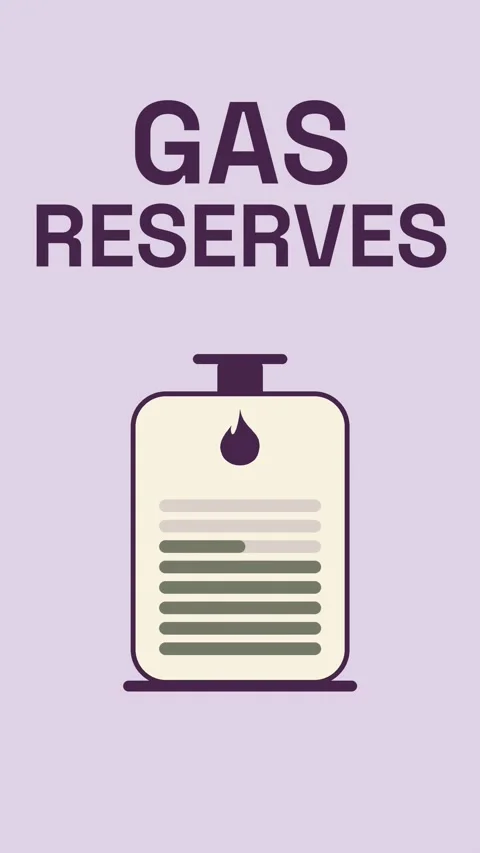 Containers labeled Gas Reserves with changing fill levels represented by colored Stock-Footage 347056534