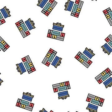 Containers loader port vector seamless pattern Stock Illustration