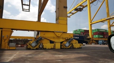 Containers Loading From Ships By Cranes Stock Footage 65310422