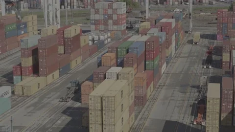 Containers move through port Stock Footage 220578755