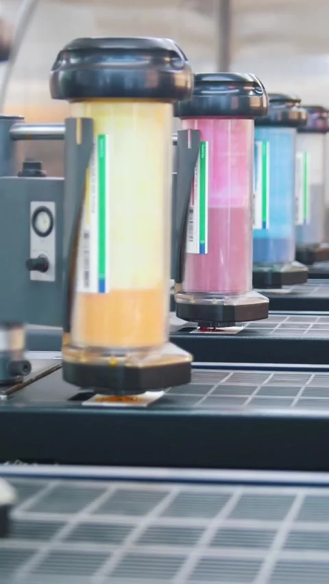 Containers with paints for printing press in the typography Stock Footage 346707200