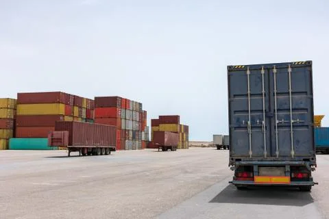 Containers in the port Stock Photos