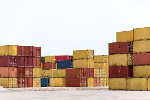 Containers in the port Stock Photos
