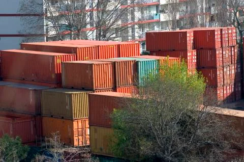 Containers at the port for shipment Stock Photos
