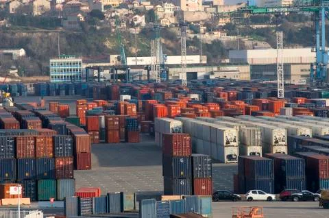 Containers at the port for shipment Stock Photos