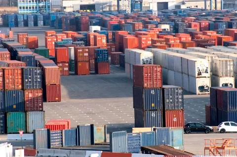 Containers at the port for shipment Stock Photos