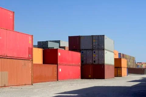 Containers at the port for shipment Stock Photos