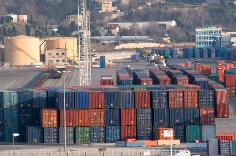 Containers at the port for shipment Stock Photos