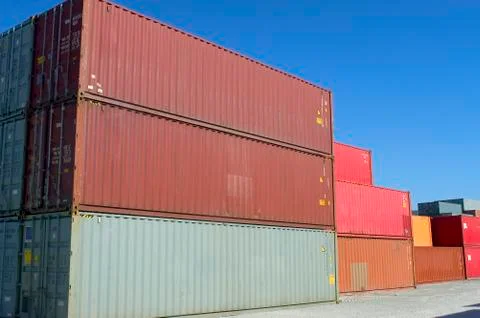 Containers at the port for shipment Stock Photos