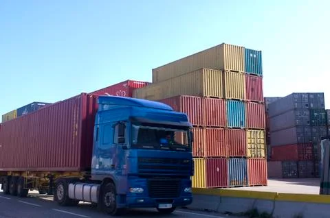 Containers at the port for shipment Stock Photos