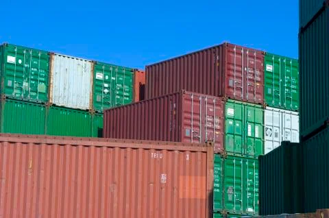 Containers at the port for shipment Stock Photos