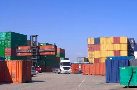 Containers at the port for shipment Stock Photos