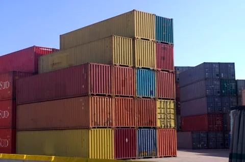 Containers at the port for shipment Stock Photos