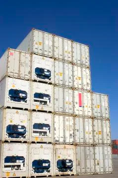Containers at the port for shipment Stock Photos