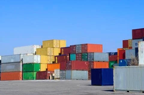Containers at the port for shipment Stock Photos