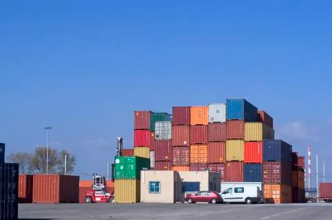 Containers at the port for shipment Stock Photos