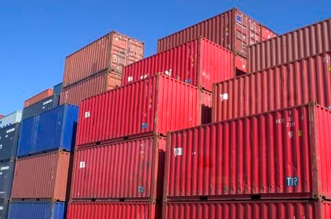 Containers at the port for shipment Stock Photos