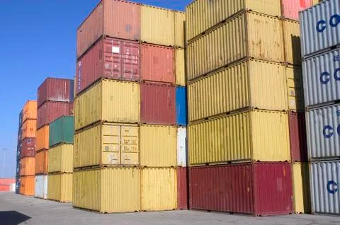 Containers at the port for shipment Stock Photos
