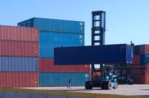 Containers at the port for shipment Stock Photos