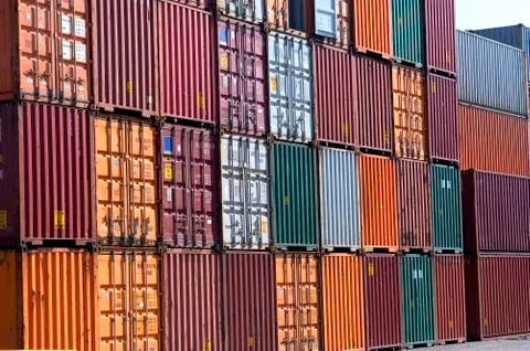 Containers at the port for shipment Stock Photos