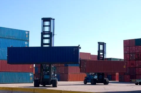 Containers at the port for shipment Stock Photos