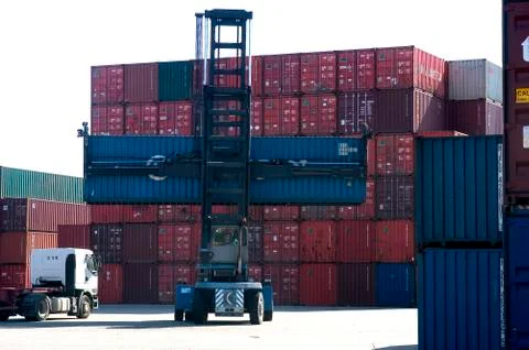 Containers at the port for shipment Stock Photos