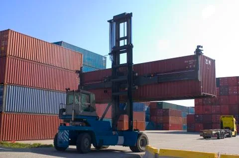 Containers at the port for shipment Stock Photos