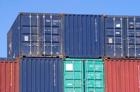 Containers at the port for shipment Stock Photos