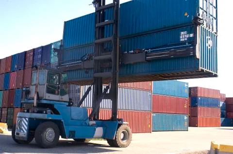 Containers at the port for shipment Stock Photos