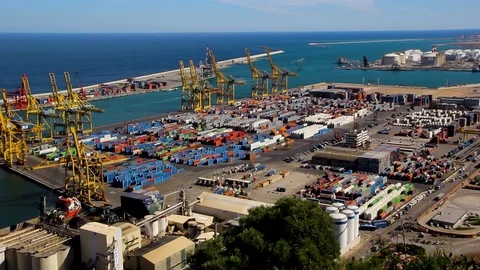 Containers In A Port Time-lapse Stock Footage 126007829