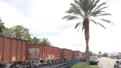 Containers on railway Stock Footage 73871313