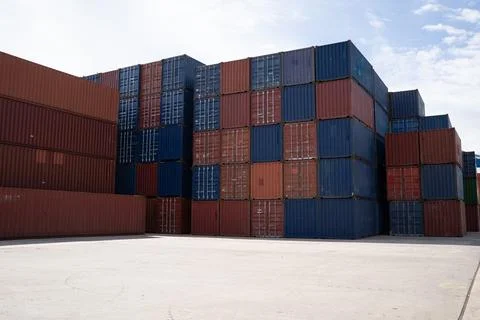 Containers red and blue Stock Photos