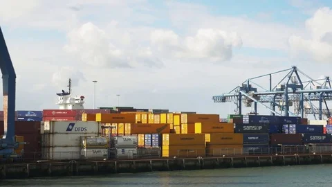 Containers in  Rotterdam Stock Footage 70014768