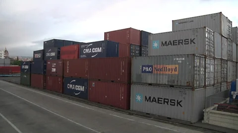 Containers in sea port. Stock Footage 30912226