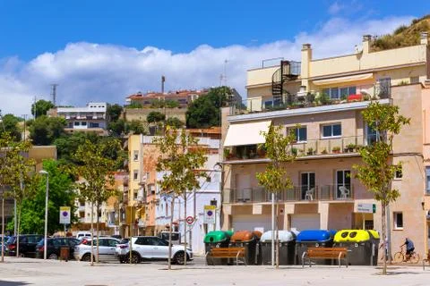 Containers for separate collection garbage Spain c Stock Photos