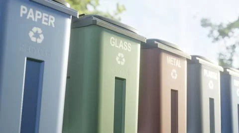 Containers for separate garbage collection with inscriptions Stock Illustration