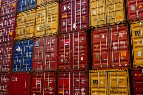 Containers Stack Multi Color Stock-Fotos