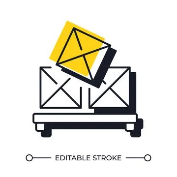Containers stack on pallet offset shadow line icon 库存插图