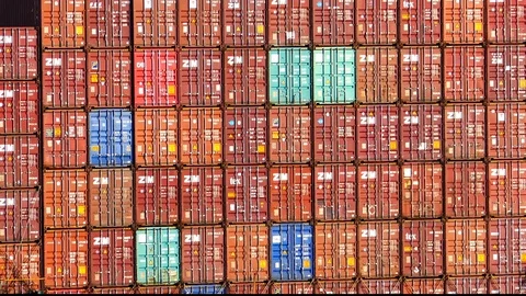 Containers stack on ship 4k intro outro for business  Stock Footage 95218168