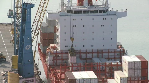 Containers stacked on ship time lapse 스톡 동영상 735307