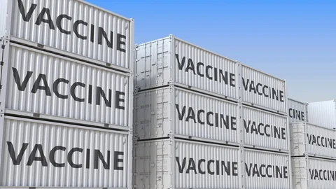 Containers with a vaccine. Loopable 3D animation Stock Footage 126899854