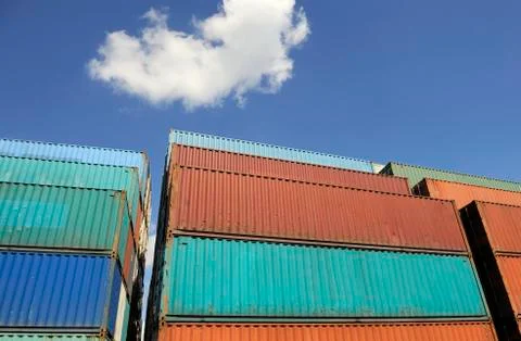 Containers waiting to be loaded Stock Photos