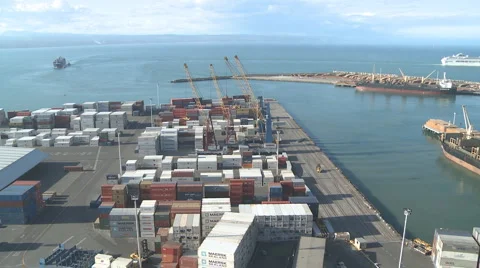 Containership time lapse arrival at a port Stock Footage 1848136