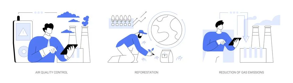 Containment of global warming abstract concept vector illustrations. Stock Illustration